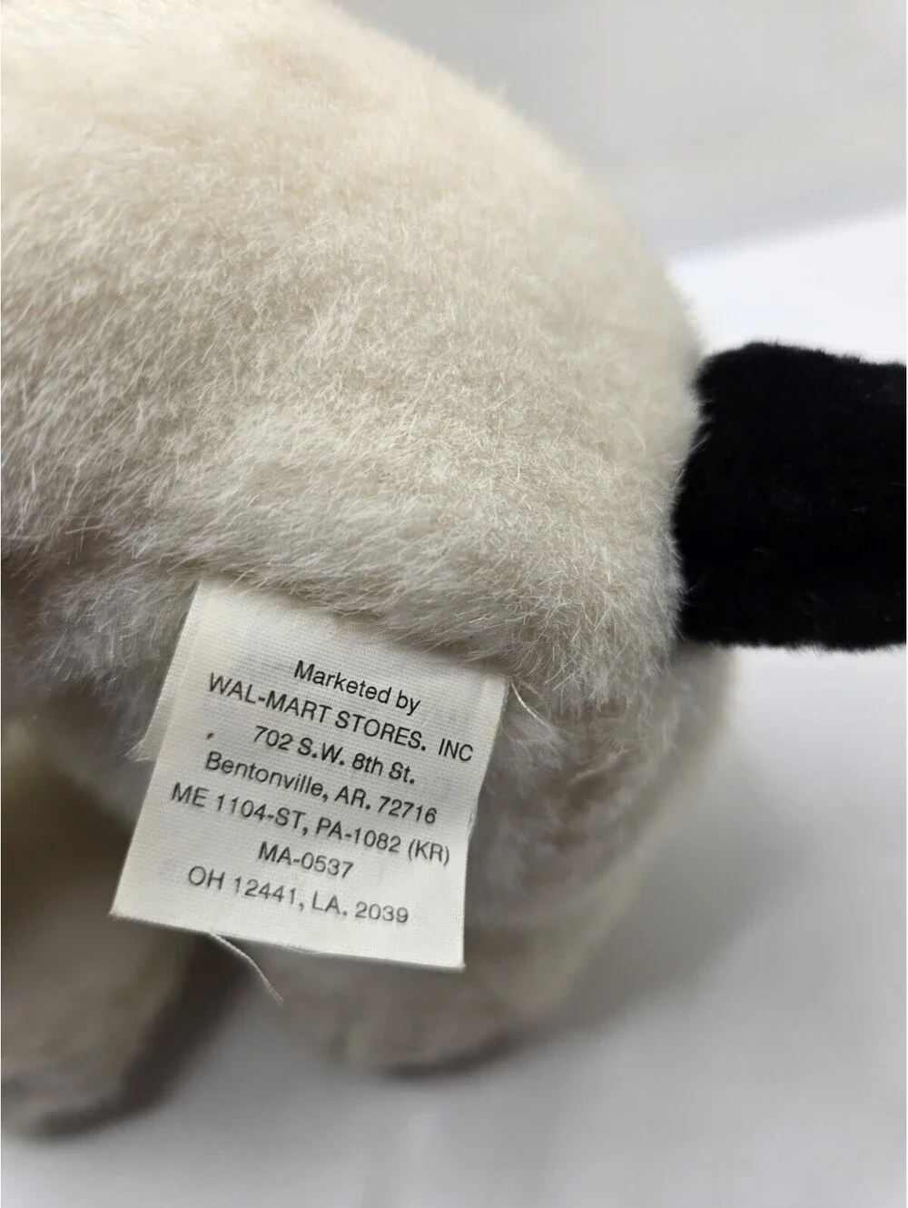 Walmart stores 9” white black Red Rose Puppy Dog Eyes Plush Stuffed Animal Toy